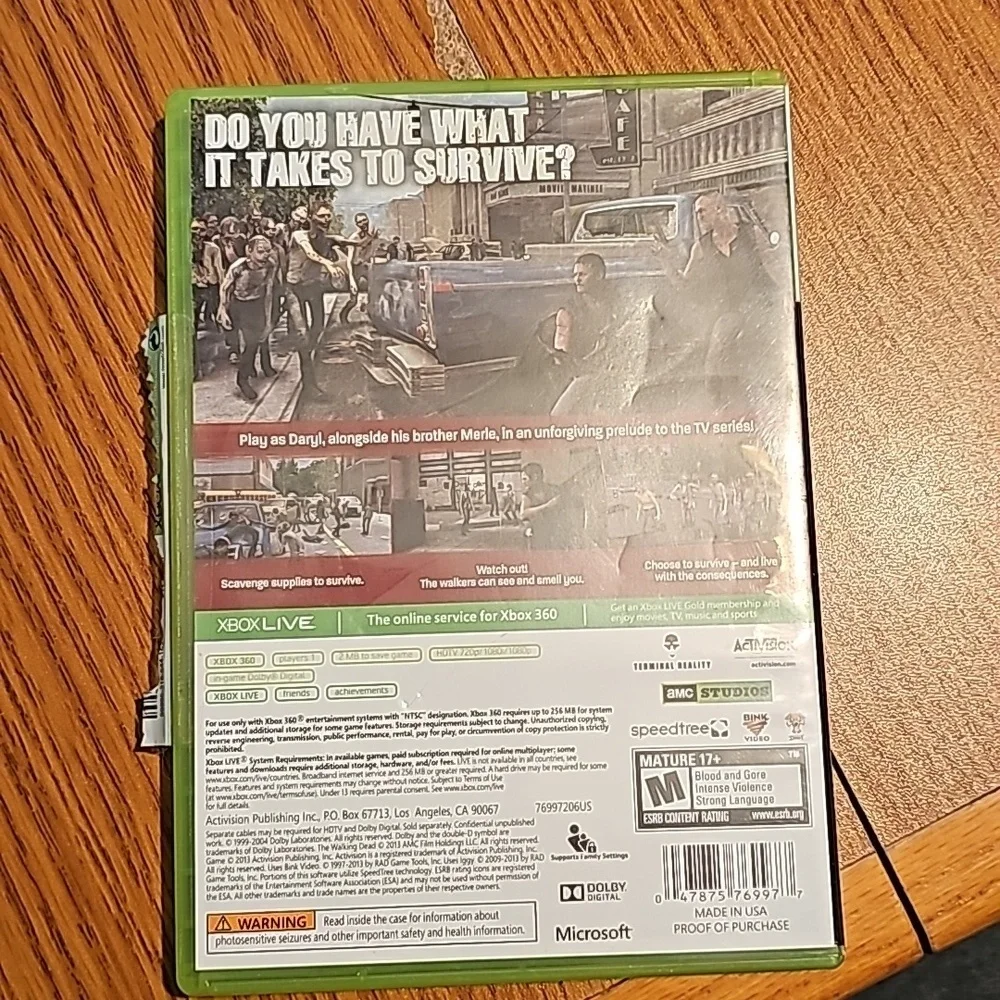 XBOX 360 THE WALKING DEAD Survival Instinct - Used - No Book